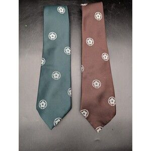 Vintage Rivetz Of Boston Men's Tie Lot US Bicentennial Logo 1976 Green Brown